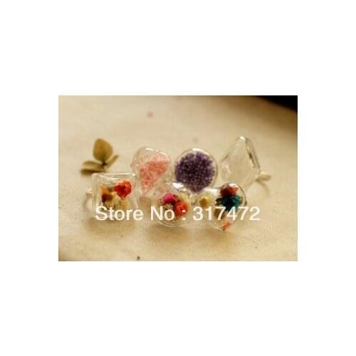 Mix Design Glass Bubble Glass vial Pendant & Ring Base set DIY glass vial pendant liqiud glass bubble pendant