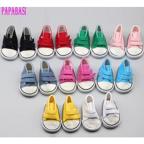 9color Cute Doll Shoes For 18 Inch Baby Doll Handmade Sneakers 45cm Girl doll Accessories Denim Canvas Mini Toy Shoes