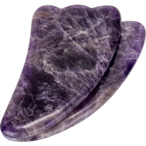 Gua Sha Facial Treatment Amethyst Purple Jade Stone guasha Tools 100% Natual Jade Body/Facial Massage Tool Beauty Gua Sha Stone