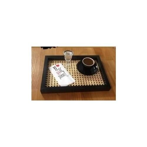 Troian Rattan Hazeran Tray Black