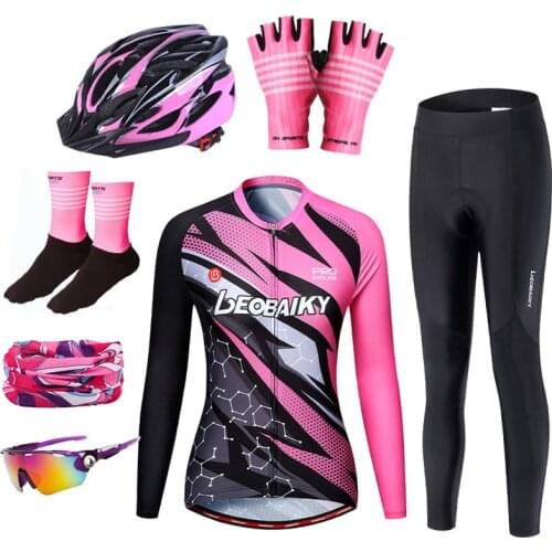 Quick Drying Cycling Clothing Women Summer Long Sleeve Racing Bicycle Jersey Set Padded Mountain Bike Uniforme Ciclismo Mtb Suit