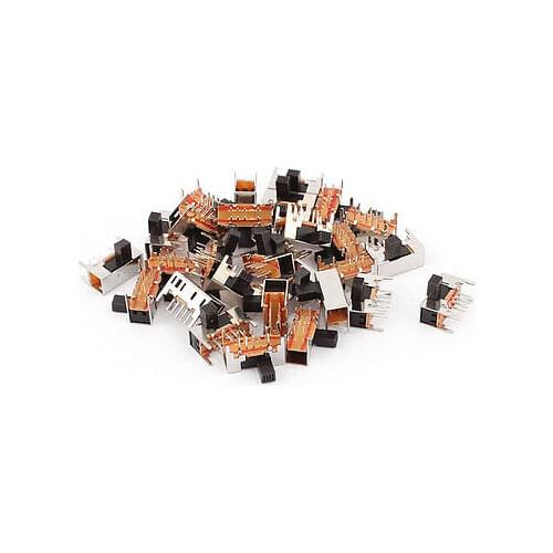 100 Pcs 4mm High Side Knob 3 Position DPDT 6 Pin PCB Panel Mini Vertical Slide Switch SK23D05