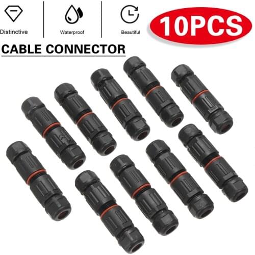High Quality Black Fire-retardant nylon 3 Pole Core Joint Outdoor Waterproof Electrical Cable Wire Connector IP68
