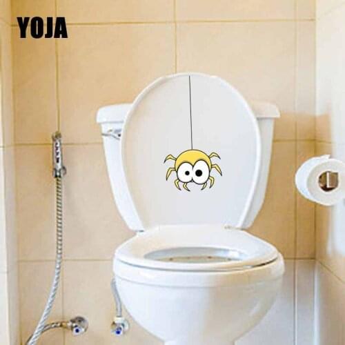 YOJA 11.5X22.8CM Intereting Cartoon Spider Toilet Decal Living Room Home Decor Wall Sticker T5-1255
