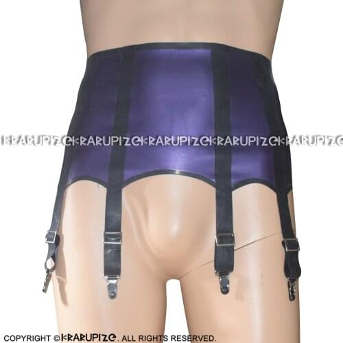 Pearl Purple And Black Sexy Mini Latex Skirts With Rubber Garters Lacing At Back JC-0007