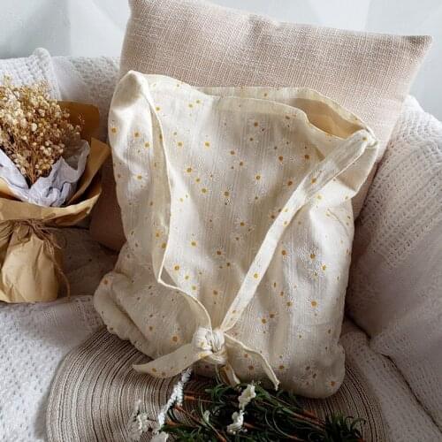 Women Canvas Shoulder Bags Embossed Daisy Design Ladies Floral Handbag Casual Tote Literary Books Bag Shopping Bag For Girls