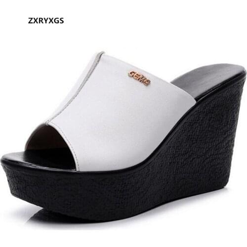 2021 New Fish Mouth Summer Slippers Female Sandals Elegance Platform Increase Slippers Light High Heel Sandals Shoes Size 32-43