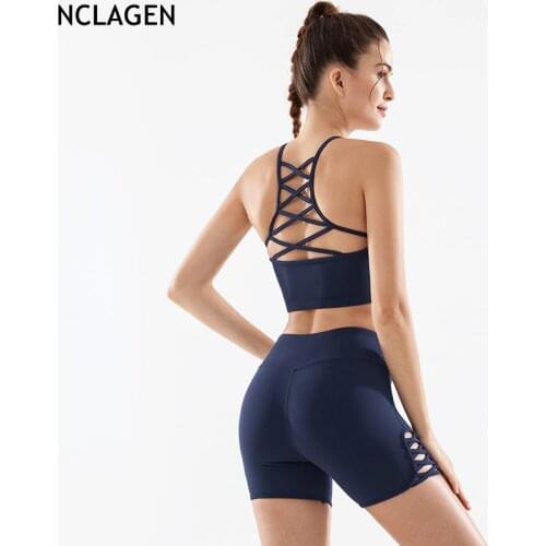 2 Piece Yoga Set Women Tracksuit Push-up Sport Bra & Shorts High Waist Workout Clothes Fitness Suit Gym Sportswear NCLAGEN