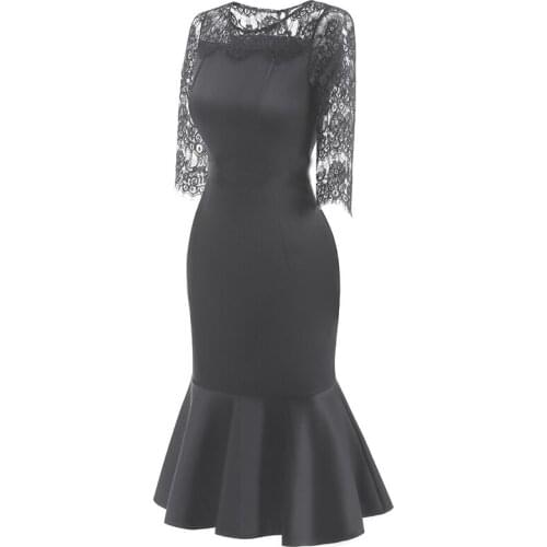 Womens Elegant Vintage Hollowing out Lace Pinup Business Casual Cocktail Party Fitted Bodycon Mermaid Pencil Sheaht Dress