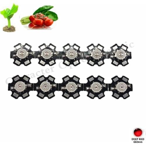 10pcs 1w 3w Deep Red 660nm ~ 665nm EPILEDS LED Light Bulb Part Diode For Plant Grow With 20mm Star