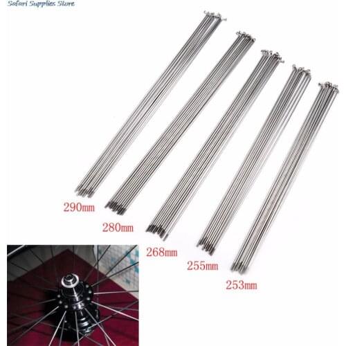 10PCS 12 mm steel spoke 14G Bicycle Spokes Diameter spokes Length 253-290 mm silver Color 304 stainless steel Bike Spokes