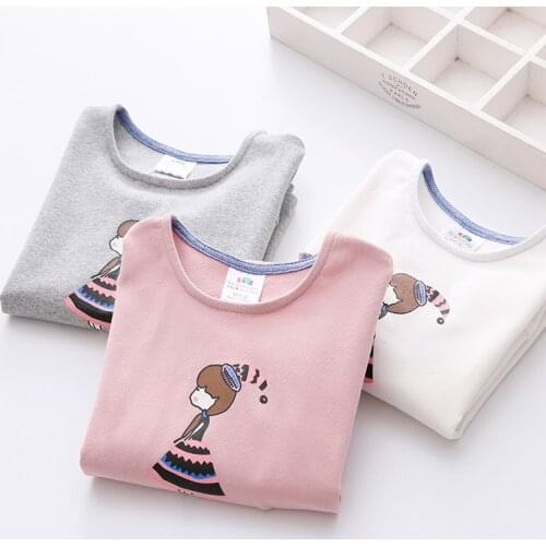 2020 Autumn New Baby Girl Cute T Shirt Toddler Girl Cotton O-neck T Shirts Kids Girls Long Sleeve Bottoming Tees Sweatshirt 2-8Y