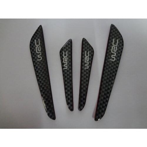 4PCS Car Door Protector Fiber Door side Edge Protection Guards Stickers for Toyota Highlander Camry Black WRC logo Stickers