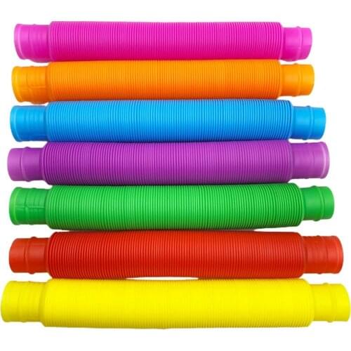 5pcs Colorful Plastic Pop Tube Coil Children' S Creative Magical Circle Toys Early Development Educational Folding Sensory Toy
