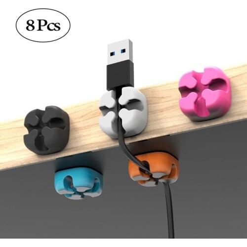 5PCS 8PCS Soft Silicone Cable Winder Desktop Wire Organizer USB Earphone Mini Cable Holder Clip Mouse Cord Protector Management