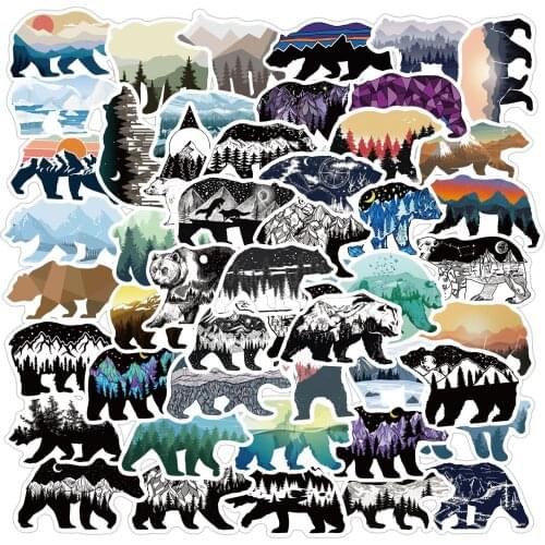 50PCS Grizzlies Top Of The Mountain The Bear Stickers For Car Helmet DIY Bicycle Guitar Stationery Decals Graffiti Sticker F3