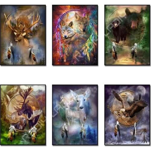 5D Diamond Painting Full Square/Round Diamond Embroidery Animals Diamond Mosaic Picture Dream Cather Rhinestones Cross Stitch