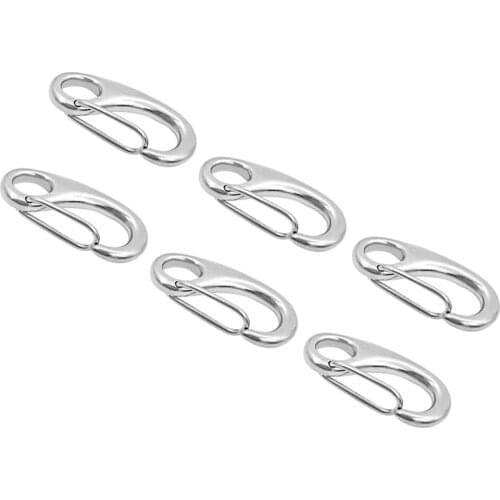 6pcs Silver Heavy Duty Stainless Steel 316 Spring Snap Hook Clip Keychain