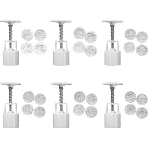 75g Barrel Mooncake Mold with 4 Flower Stamps Cookie Cutter Hand Press Green Bean Pastry Mould DIY Bakeware