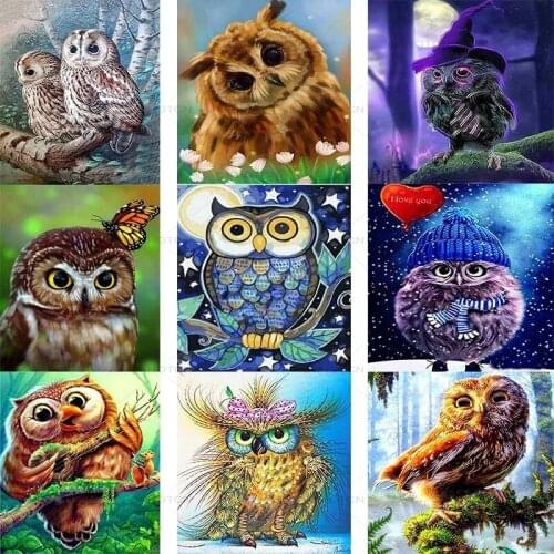Diamond Painting 5D Diy Animal Owl Full Square Cross Stitch Kits Colorful Handmade Rhinestone Mosaic Home Room Wall Decor
