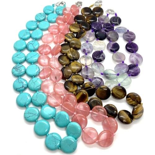 Natural Stone Round Handmade Chain Malachite Flower Green Stone Spot Stone Necklace Bracelet Jewelry Accessories 16mm