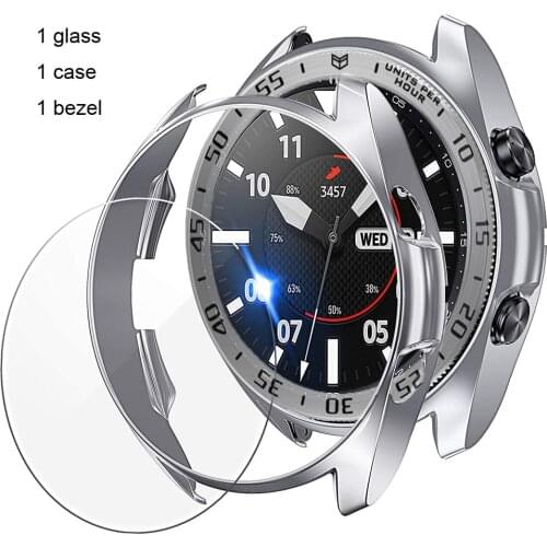 Cases for samsung galaxy watch 3 case soft TPU cover + Tempered Glass screen protector + bezel ring for galaxy watch 3 41mm 45mm
