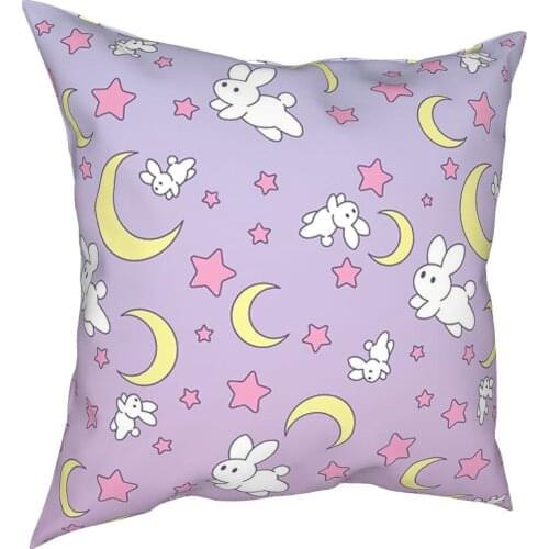 Usagi Pattern Old Style Moon Pillow Case Home Decor Japanese Anime Cushions Throw Pillow for Sofa Double-sided Printing