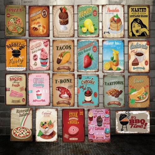 [ DecorMan ] LEMON BARBEQUE Cupcake Steak Wall Signs Custom Poster Metal Paintings Bar PUB Decor LT-1793