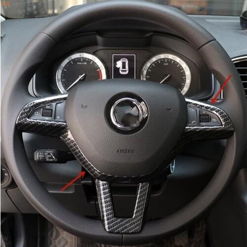 For Skoda Superb 2018-2019 High-quality ABS Chrome steering wheel Decorative frame Anti-scratch protection Car styling