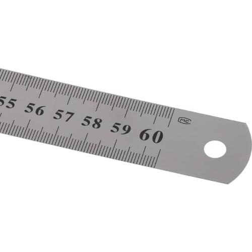 Stainless Steel Double Side Measuring Straight Edge Ruler 60cm Silver QXNF