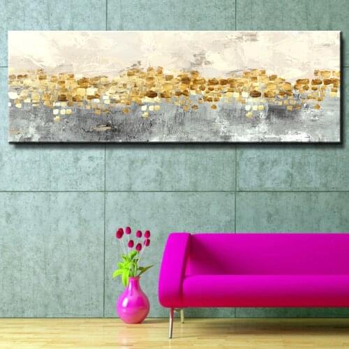 Modern Nordic Abstract Gray Gold Money Sea Wave Canvas Painting Wall Art Poster and Prints for Living Room Home Decor No Frame