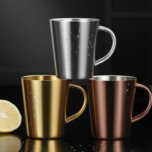 Coffee Mug With Double Wall 304 Stainless Steel Tea Mug Anti-scald Water Cup Kitchen Drinkware For Kids Tea Coffee Cu