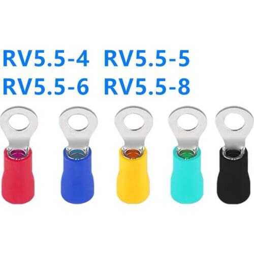 50Pcs/Lot RV5.5-4 RV5.5-5 RV5.5-6 RV5.5-8 Ring Crimp Insulation Terminal Wire Cable Connector RV1.25-3-5.5-8