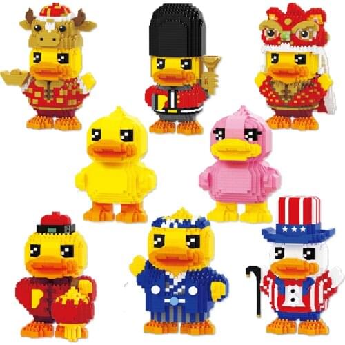 Cartoon Yellow B Duck Particle Building Blocks Soldier Duck Mini Bricks Micro ABS Model Toys For Children Gift 18280