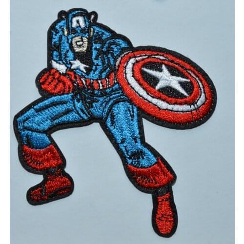 Hot! Star Sheild Captain Fighting ~ Comics Super hero Embroidered Iron On Patch cartoon (size is about 8.5 * 9.8 cm)