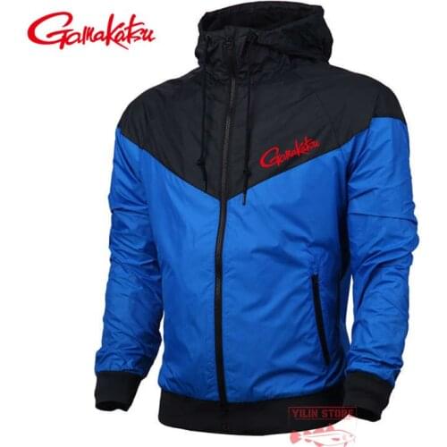 Gamakatsu Men Autumn Fishing Clothes Outdoor Windproof Breathable Fishing Hooded Jacket Long Sleeve Fishing Clothing Sports Coat