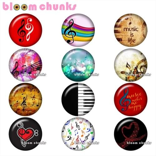 Music Round photo glass cabochon demo flat back Making findings 12mm/18mm/20mm/25mm A9916