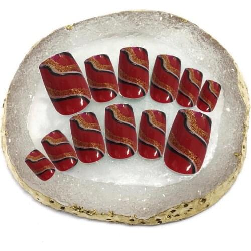 24pcs/lot Fake Nail Cute Design Nail Art False Tips Medium Full Cover False Nails with Jelly Sticker for Designed Fashion