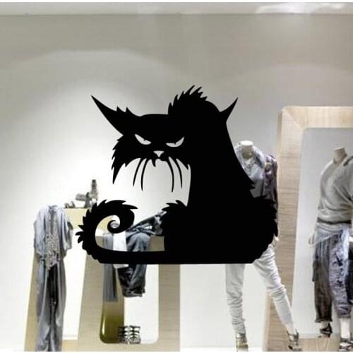 Wall Stickers Angry Cat Decoration Pvc Self-adhesive Sticker Window Decor Wall Art Waterproof Home Decor Decoration