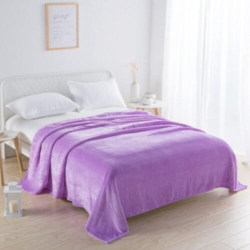 Solid Color Velvet Home Bedspread All Seasons Warm Bed Sheet Coverlet Plain Home Travel Airplane Car Office Cover Blanket