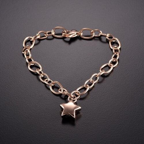 IJB017 Stainless Steel Star Cremation Jewelry Urn Pendant for Ashes with Chain Bracelet Keepsake Memorial Bracelet Free Engraved