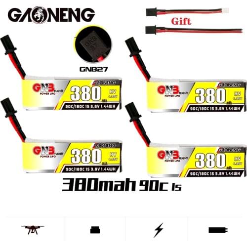 1-10PCS GNB GAONENG 3.8V 380mah1S HV 4.35V With GNB27 Plug 90C/180C LiPo Battery For Tinyhawk Nanohawk FPV 4 axis UAV RC Drone