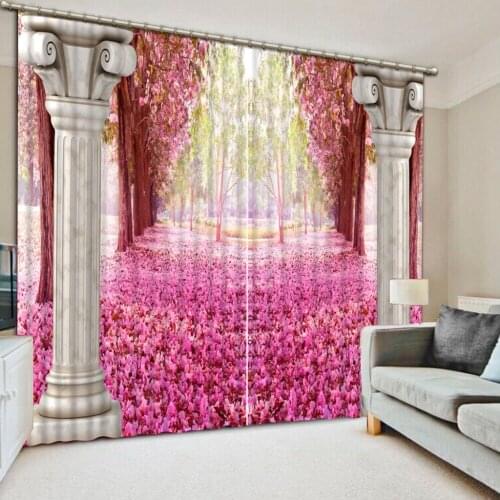 Luxury Blackout 3D Window Curtains For Living Room Bedroom Customized size roman pink curtains
