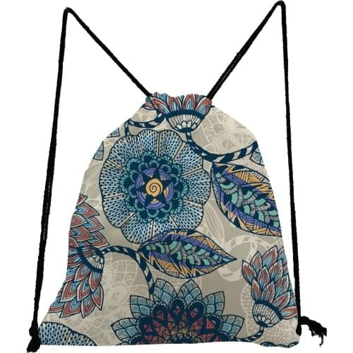 Geometry Floral Printed Backpack Creativity Fashion Drawstring Bags Eco Portable Shoe Bag to School High Capacity Storage Bag