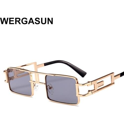 WERGASUN New Square Sunglasses Women Metal punk Sun Glasses Female Vintage Retro Shades For Men UV400