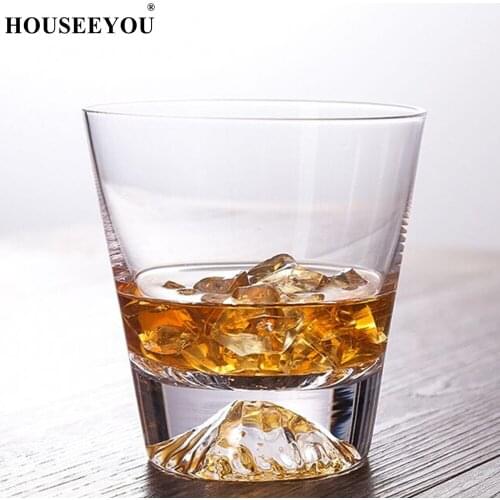 HOUSEEYOU Japan Mt. Fuji Crystal Glass Whisky Wine Cups Beer Ice Brandy Drinking Glass Sober Up Tumbler Thicken Bottom Glasses