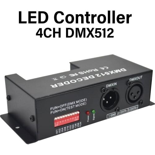 Led controller DMX512 4CH Black shell DC12-24V rgb led controller use for led strip dmx decorder for rgb led strip decoration