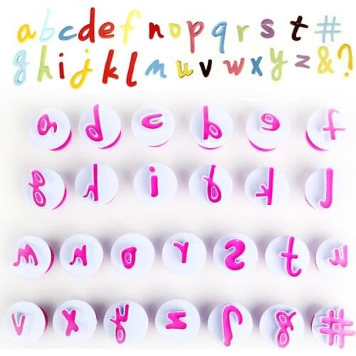 Upper Lowercase Alphabet Cookie Plunger Cutter Molds Letters Biscuit Mold Hand Stamp Press Plunger Pastry Cake Baking Molds Tool