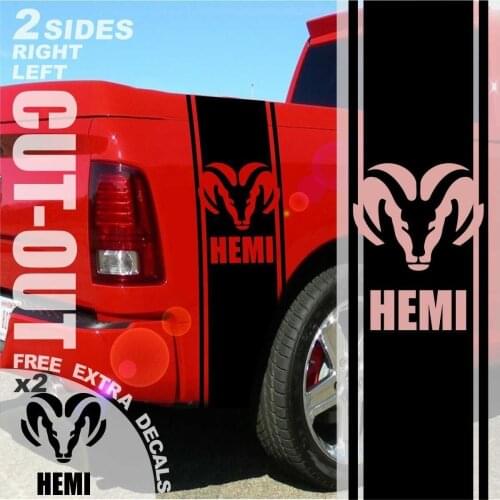 For Truck 1500 2500 3500 Bed Side Stripes Ram Vinyl Decals Chrome Sticker 004B