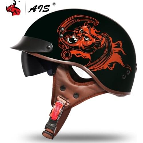 AIS Vintage Motorcycle Helmet Casco Moto Summer Breathable Motorbike Helmet Cascos Para Moto Retro Safety Riding Half Helmet